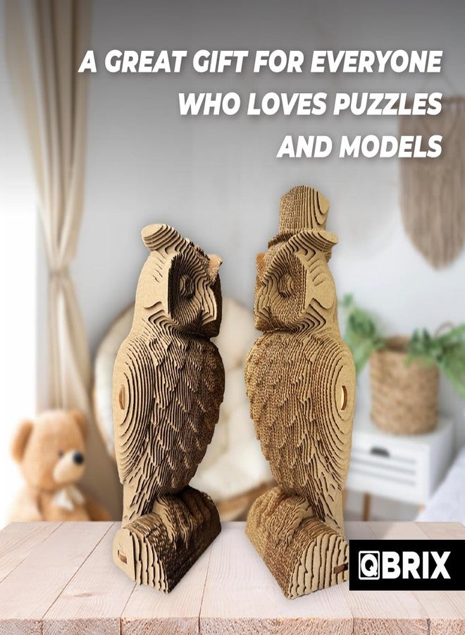 QBRIX 2 Owls 3D Puzzles for Adults, 3D Model Kit for Teens, DIY Crafts for Home Decor, Original Gift for Boys&Girls, Cardboard Model Building Kit,14+ Craft Kit - Image 5